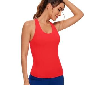 CRZ YOGA Butterluxe Racerback Tank Built In Bra Deep Red M 8/10 NWT